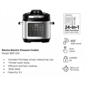 BALTRA Electra Electric Pressure Cooker | Model: BEP 224 | Includes Porridge scoop