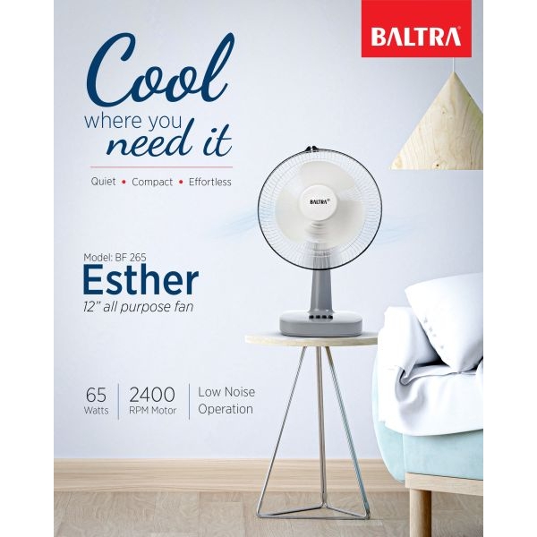 BALTRA Esther 12-Inch All Purpose Fan (BF 265) – High Speed, Low Noise, 65W - Image 2