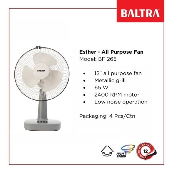 BALTRA Esther 12-Inch All Purpose Fan (BF 265) – High Speed, Low Noise, 65W - Image 3