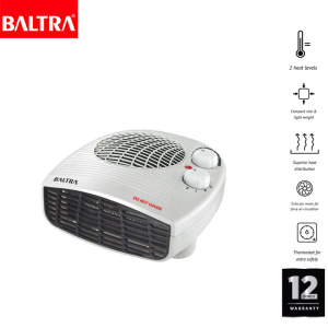 BALTRA Fan Heater | Feather | 2000 W | BTH 122 | 2 heat levels | Compact size & light weight | Superior heat distribution | Turbo fan motor for force air circulation | Thermostat for extra safety | 12 months warranty