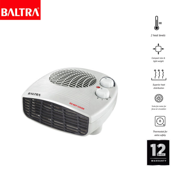 BALTRA Fan Heater | Feather | 2000 W | BTH 122 | 2 heat levels | Compact size & light weight | Superior heat distribution | Turbo fan motor for force air circulation | Thermostat for extra safety | 12 months warranty