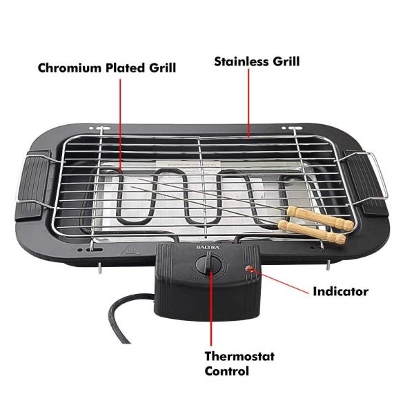 BALTRA Fiamma 2000-Watt Electric Barbeque and Griller (Black) - Image 3
