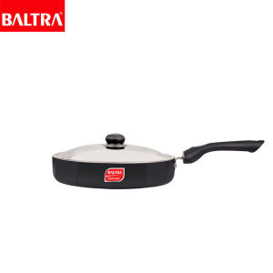 BALTRA Fry pan | Megna | 22cm | Heats quickly & evenly retains heat | Heavy gauge pure virgin aluminium for low oil cooking | Comes with SS lid | 24 months warranty