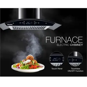 BALTRA Furnace 90T Chimney With Hand And Smoke Sensor, Touch Control Panel withTemper Glass