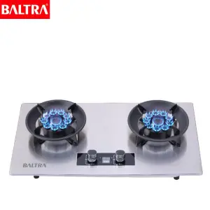 BALTRA Gas Hob | Evoque | BGH 110 Stainless Steel body | Digital touch control with LED display | Gas type: LPG/NG (optional) | Heating efficiency: >55% Super energy saving technology | Top knob control | Flame guard pan support | Auto Ignition
