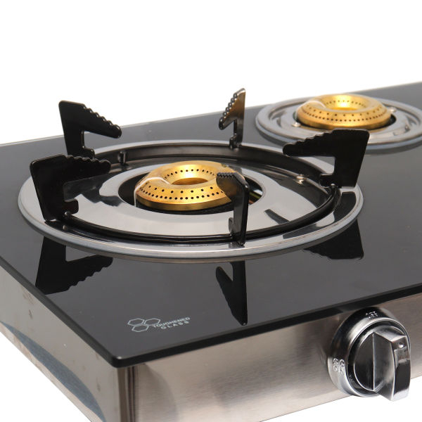 BALTRA Glass Body 3 Burner Gas Stove | Grand 3 | Imported heat proof toughened glass top | High fuel efficiency brass burner | SS drip tray and metal knob | Heavy pan support | 360° nozzle | 12 months warranty - Image 2
