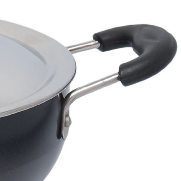 BALTRA Induction-Base Kadhai | 26 CM | Megna Hard Anodised | Heats quickly & evenly retains heat | Heavy gauge pure virgin aluminum for low oil cooking | Comes with SS lid | 24 Months warranty - Image 5