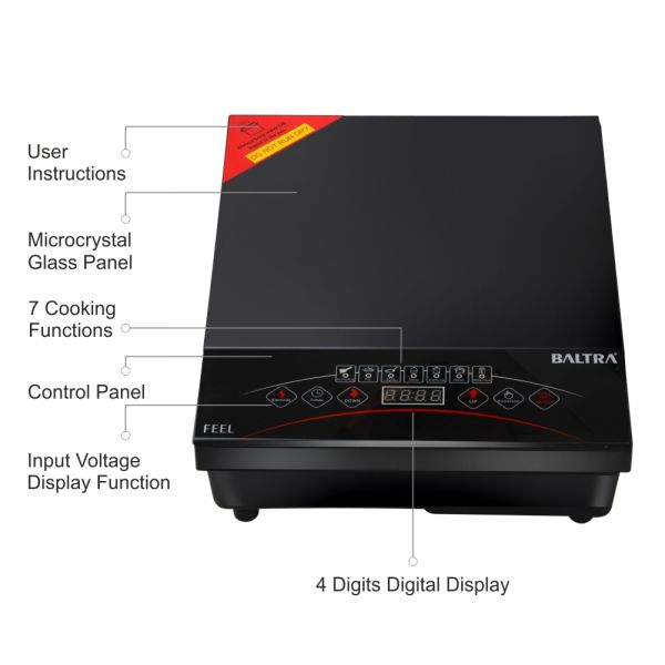 BALTRA Infrared Cooktop | Feel | Touch functions control | Micro crystal plate | Over heat protection | Suitable for all types of cookwares | 2000 W - Image 2