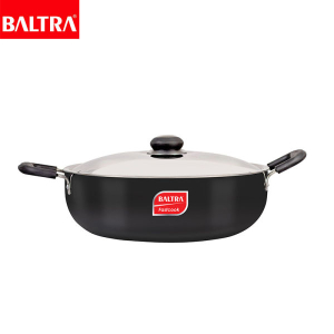 BALTRA Kadhai | Megna | 26cm | Heats quickly & evenly retains heat | Heavy gauge pure virgin aluminium for low oil cooking | Comes with SS lid | 24 months warranty