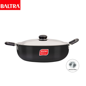 BALTRA Kadhai | Megna | 30cm | Induction Based | Heats quickly & evenly retains heat | Heavy gauge pure virgin aluminium for low oil cooking | Comes with SS lid | 24 months warranty