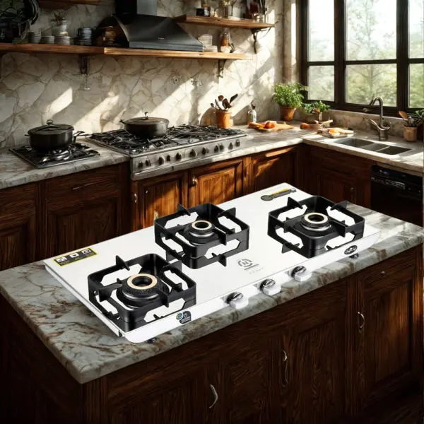 Baltra Nuvira 3 Burner Gas Stove BGS 211 | Mirror Finish Stainless Steel | Auto Ignition | Premium Brass Burners | 24 Months Warranty - Image 4