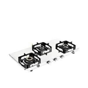 Baltra Nuvira 3 Burner Gas Stove BGS 211 | Mirror Finish Stainless Steel | Auto Ignition | Premium Brass Burners | 24 Months Warranty