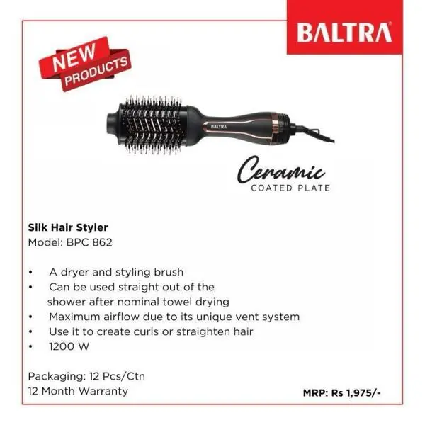 BALTRA Silk Hair Styler BPC862 1200W Ceramic Coated Plate - Image 3