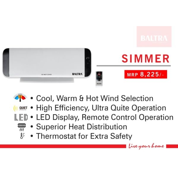 BALTRA Simmer Wall Mounted Heater With Remote Control - Image 3