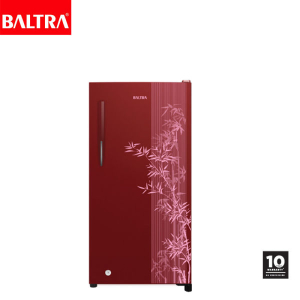BALTRA Single Door Refrigerator | 180 L | BRF180SDRF01 | Red Bamboo | CFC free | Clean back | Lock & key | With handle | Corrosion/rust free door | Ice tray & egg tray | Transparent vegetable box | Refrigerant: R600a | 10 year compressor warranty