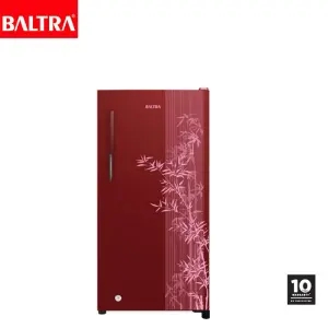 BALTRA Single Door Refrigerator | 180 L | BRF180SDRF01 | Red Bamboo | CFC free | Clean back | Lock & key | With handle | Corrosion/rust free door | Ice tray & egg tray | Transparent vegetable box | Refrigerant: R600a | 10 year compressor warranty
