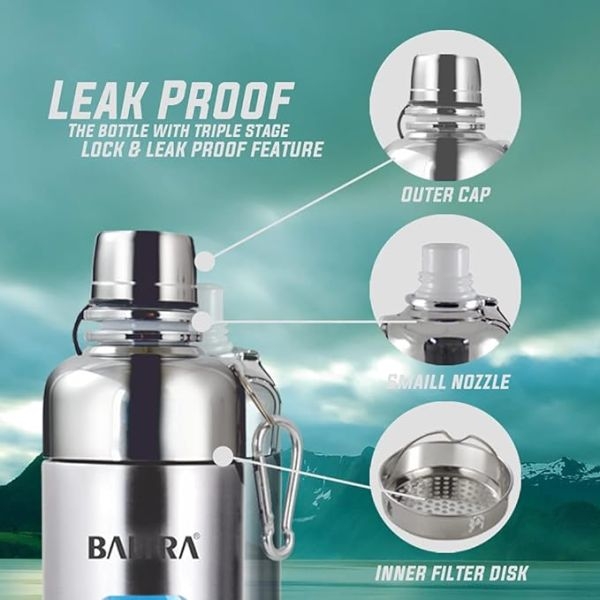BALTRA Sports Bottle | Rider | 600 ml | 12 hours hot & Cold | Vacuum Flask | 18/8 Stainless Steel Layer - Image 2