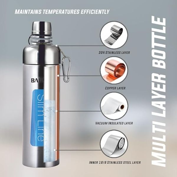 BALTRA Sports Bottle | Rider | 600 ml | 12 hours hot & Cold | Vacuum Flask | 18/8 Stainless Steel Layer - Image 3