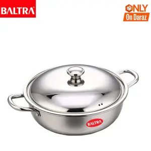 BALTRA Stainless Steel Kadhai | 24cm | 2.5ltr | Induction bottom | Steel Lid