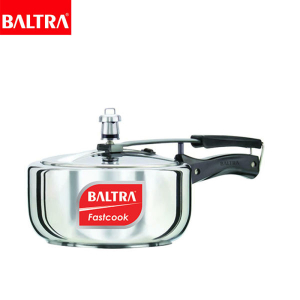 BALTRA Stainless Steel Pressure Cooker | Fortune | 2 Ltr | BPC 201| 4 mm extra thick sandwich bottom induction base | Pressure locked SS safety lid | Strong streamlines | 5 Year Warranty