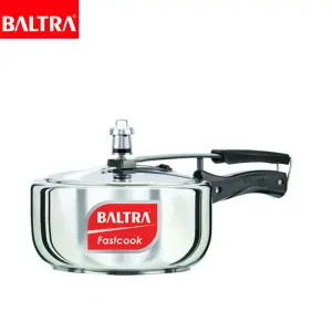 BALTRA Stainless Steel Pressure Cooker | Fortune | 2 Ltr | BPC 201| 4 mm extra thick sandwich bottom induction base | Pressure locked SS safety lid | Strong streamlines | 5 Year Warranty