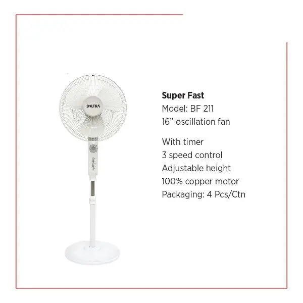 BALTRA Stand Fan / Super Fast / 16 inch / With Timer / 24 months warranty - Image 4