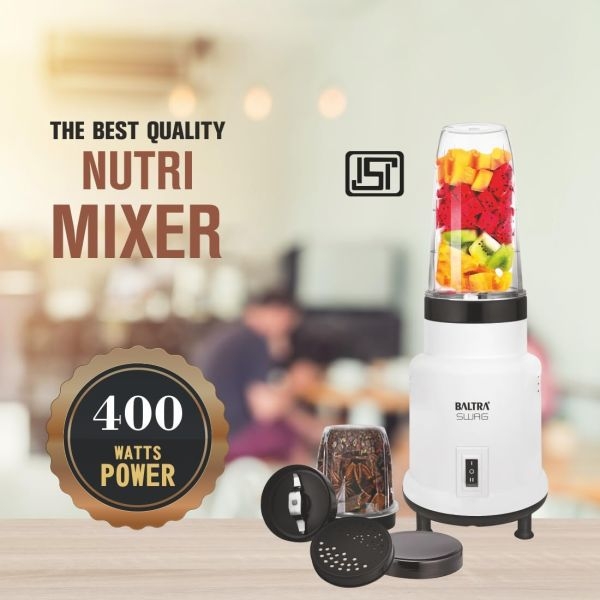 BALTRA Swag Mixer | 2 jar | 400 W Powerful Motor| Overload Protector | Premium SS Blades | Break Resistant | Transparent PC Jars Blending & Grinding Jar Lid With One Additional Seasoning Lid | Anti Skid Base | ISI Marked | 2 Years Warranty - Image 2