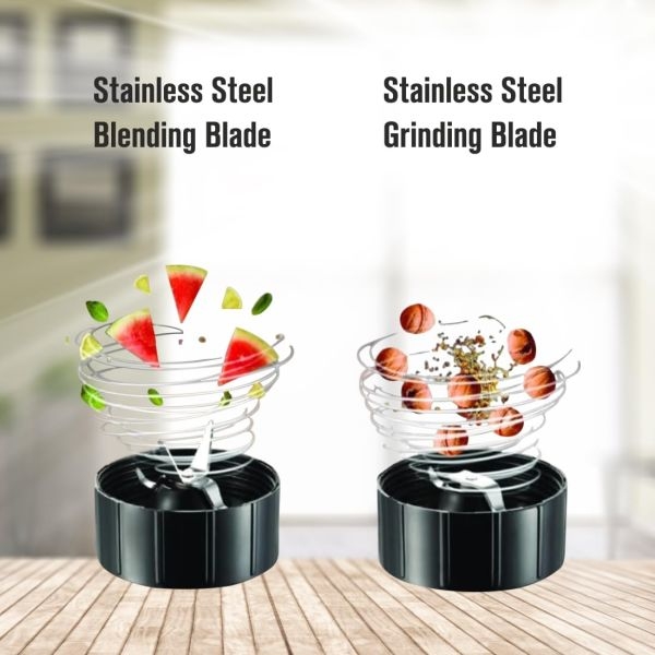 BALTRA Swag Mixer | 2 jar | 400 W Powerful Motor| Overload Protector | Premium SS Blades | Break Resistant | Transparent PC Jars Blending & Grinding Jar Lid With One Additional Seasoning Lid | Anti Skid Base | ISI Marked | 2 Years Warranty - Image 4