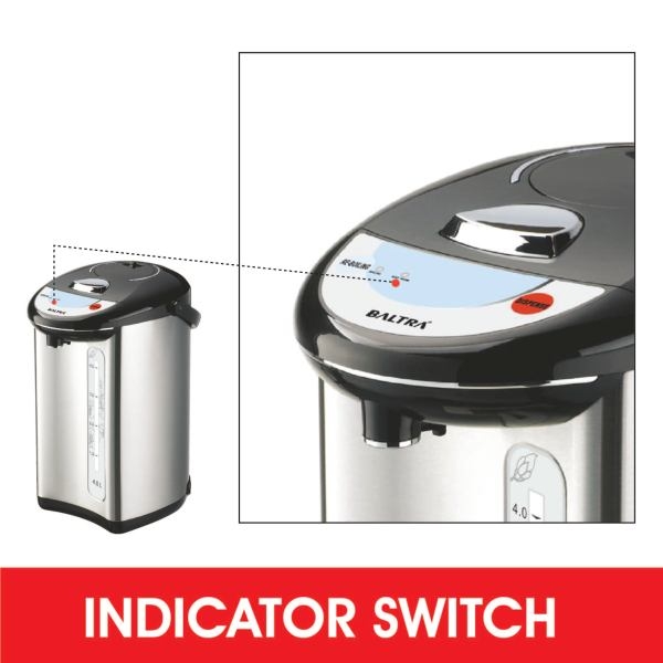 "BALTRA Water Airpot | Thermal | 3 ltr | 750 Watt | High grade SS inner pot | 3 way hot water dispensing system manual auto & hand dispenser | Precise temperature control | Re-boil switch | 12 months warranty" - Image 2