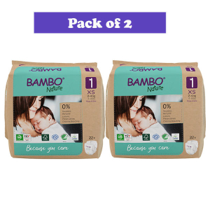 Bambo Nature Baby Diapers Size 1 XS (2–4 kg) – 22 pcs (Pack of 2) Tape Style | Eco-Friendly