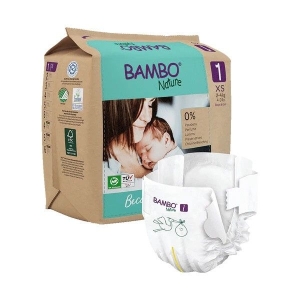 Bambo Nature Baby Diapers Size 1 XS (2–4 kg) – 22 pcs Tape Style | Eco-Friendly