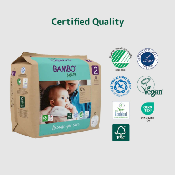 Bambo Nature Baby Diapers Size 2 S (3–6 kg) – 30 pcs Tape Style | Eco-Friendly, Soft & Sensitive Skin Safe Diapers - Image 4