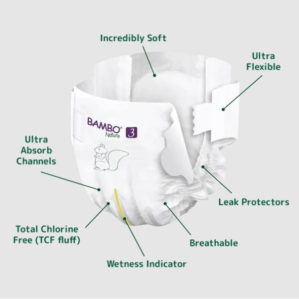 Bambo Nature Baby Diapers Size 3 M (4–8 kg) – 28 pcs Tape Style | Eco-Friendly, Soft & Sensitive Skin Safe Diapers - Image 3