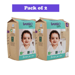 Bambo Nature Baby Diapers Size 4 L (7–14 kg) – 24 pcs (Pack of 2) Tape Style | Eco-Friendly