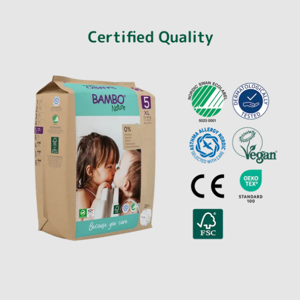 Bambo Nature Baby Diapers Size 5 XL (12–18 kg) – 22 pcs Tape Style | Eco-Friendly, Soft & Sensitive Skin Safe Diapers - Image 4