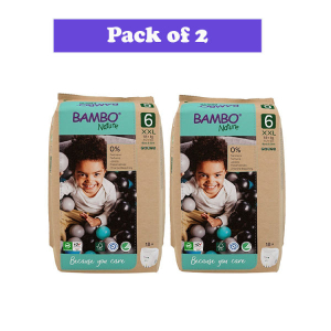 Bambo Nature Baby Diapers Size 6 XXL (15+ kg) – 18 pcs (Pack of 2) Pants Style | Eco-Friendly