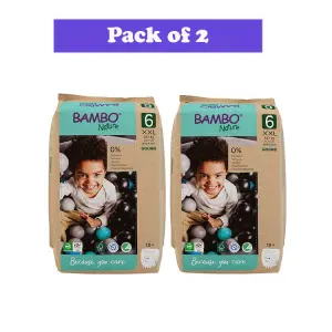 Bambo Nature Baby Diapers Size 6 XXL (15+ kg) – 18 pcs (Pack of 2) Pants Style | Eco-Friendly