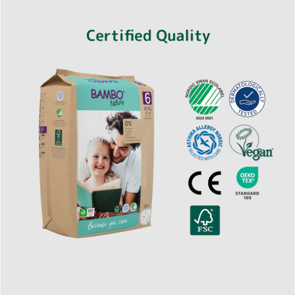 Bambo Nature Baby Diapers Size 6 XXL (16+ kg) – 20 pcs (Pack of 2) Tape Style | Eco-Friendly, Soft & Sensitive Skin Safe Diapers - Image 4