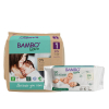 Bambo Nature Diapers Size 1 XS (2–4 kgs) (22 pcs Tape Style) + 50 pcs Biodegradable Wet Wipes | Eco-Friendly Baby Diaper Combo Pack | Sensitive Skin Safe