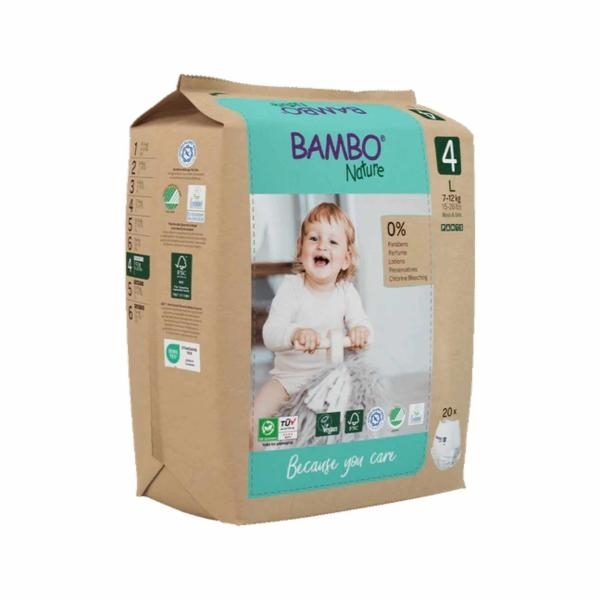 Bambo Nature Diapers Size 4 L(7-12 kgs) (20 pcs Pants Style) + 50 pcs Biodegradable Wet Wipes | Eco-Friendly Baby Diaper Combo Pack | Sensitive Skin Safe - Image 2