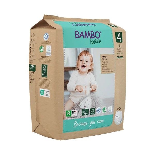 Bambo Nature Diapers size 4(L), Pants Style (7-14 kg / 15-31 lbs), 20 pcs - Image 3