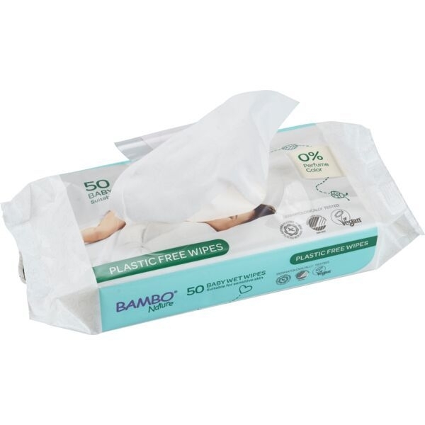 Bambo Nature Plastic-Free Wet Wipes (50 Pcs) | Gentle Baby Wipes | Fragrance-Free, Eco-Friendly & Safe for Sensitive Skin - Image 4