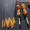 Barbecue Skewers Meccion 12Pcs Stainless Steel Barbecue String with Wooden Handle BBQ Stick Needles BOS