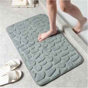 YWJFASHION Pebble Bath Mat Shower Door Mat Non-Slip Bathroom Rugs Slow Rebound Absorbent Doormat (for Bathroom Decoration) (Color : 01, Specification : 40x60cm)