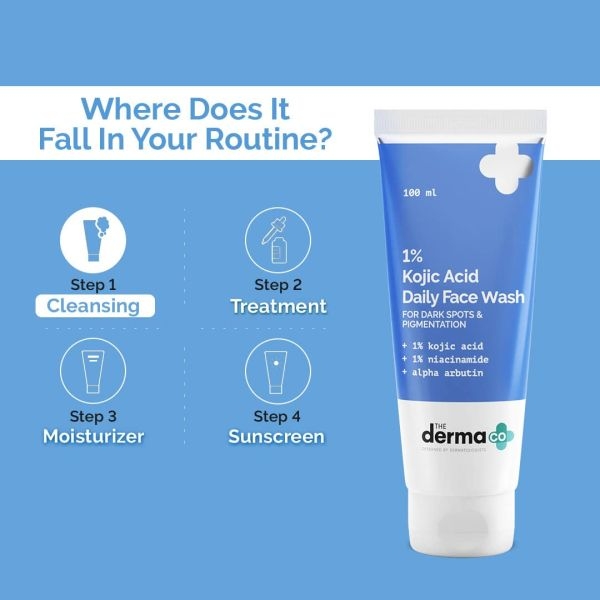 The Derma Co 1% Kojic Acid Face Wash with Niacinamide & Alpha Arbutin For Dark Spots & Pigmentation - 100ml - Image 4