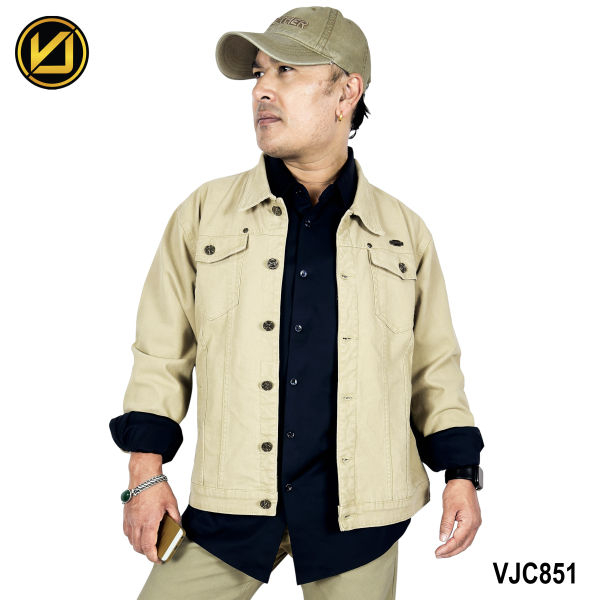 VIRJEANS (VJC851) Stretchable Cotton Jacket For Men-Khaki - Image 2