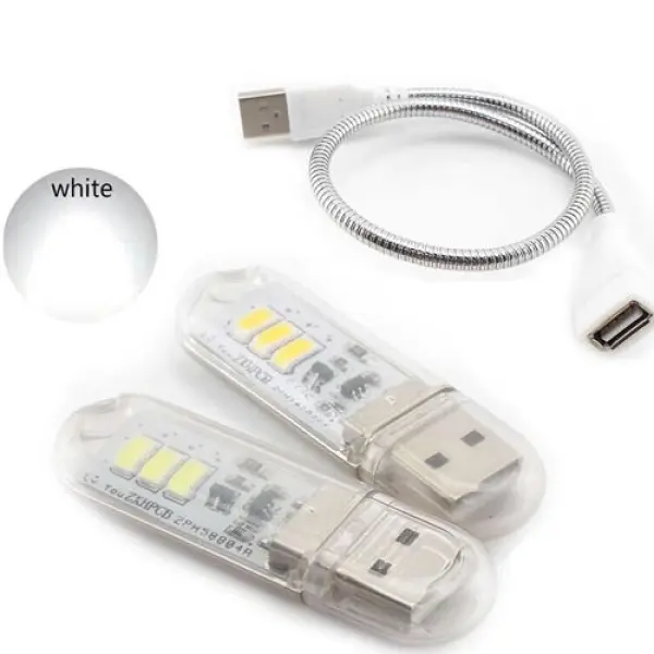 USB LED Book White Lights 3LED LED Bulb 5V Power Input With Flexible Cable - Image 2