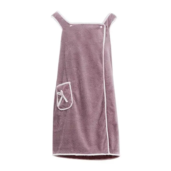 Wearable Bath Towel, Ladies Sling Bath Towel Wrap Bowknot Coral Velvet Bath Skirt for Adults, Women's Wearable Fast Drying Bath/Shower Wrap Towel Dress Water Absorption - Image 2