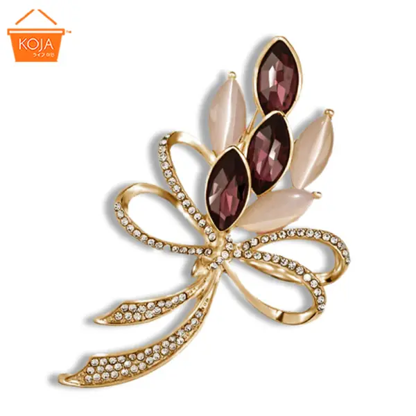 KOJA Korean Stylish Floral Shape Jewellery Golden Plated Brooches for Women 2