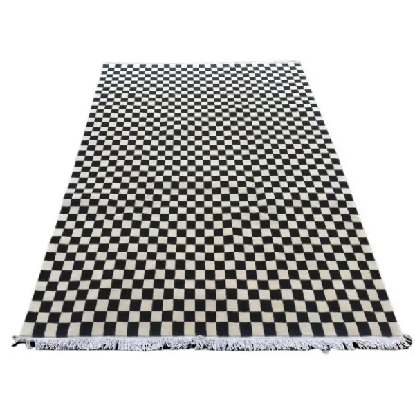 Beige & Black 170 Cm x 240 Cm 60 Knots Handknotted Nepali Carpet /Nepali Galaicha - Image 5